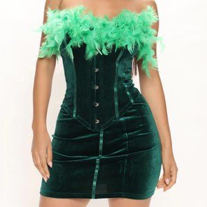 Velvet Skirt Set - Green